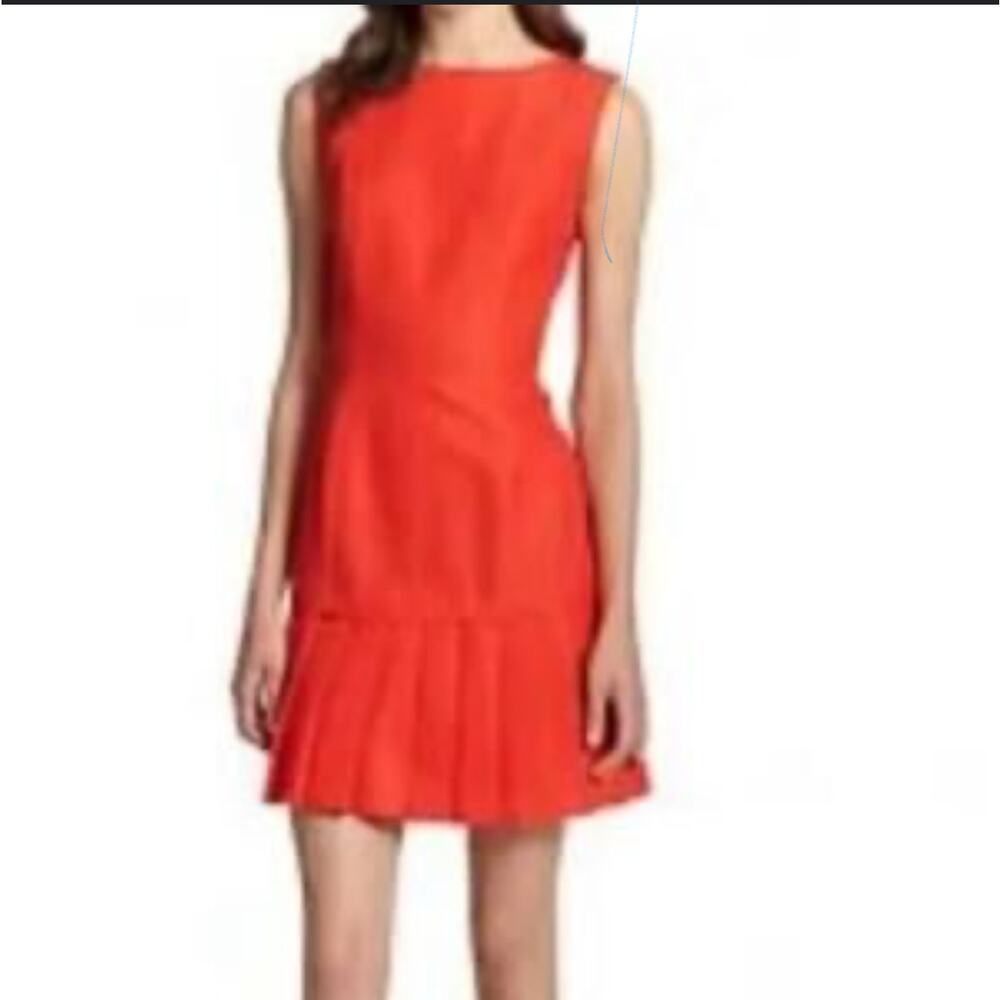 Suno Fitted Drop Waist Pleated Skirt Red Dress Size 2